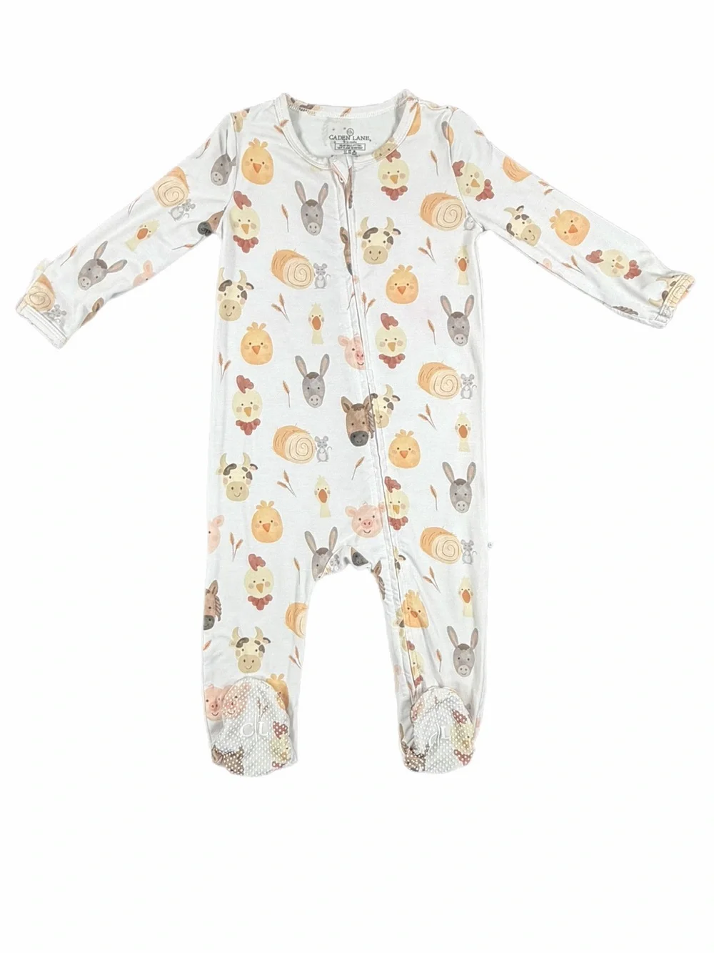CADEN LANE Barnyard Buddies Bamboo Zipper Footie - 6-12M